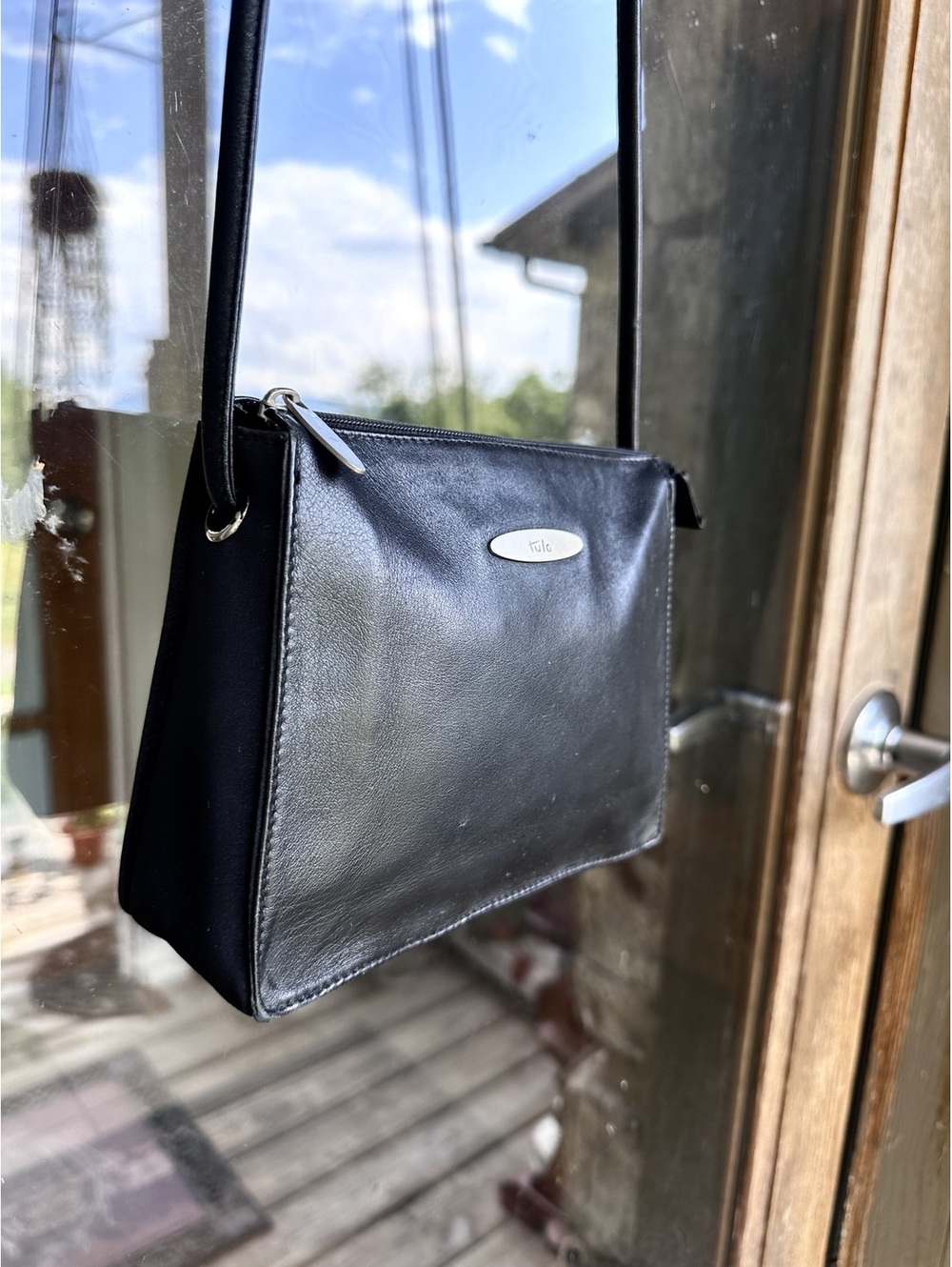 Vintage Tula Black Lamb Leather Small Crossbody Bag
